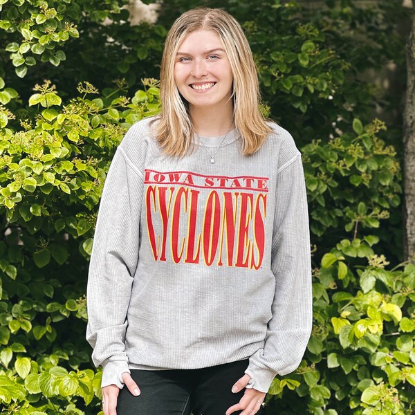 Pressbox Women's Iowa State Cyclones Gray Oversized Crewneck